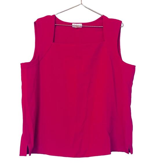 Tahari Pink Square Neck Sleeveless Blouse - Size 18 - Picture 1 of 6